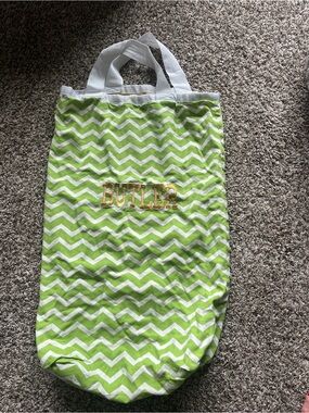 Reversible Green Chevron Tote with Gold 'BUTLER' Embroidery